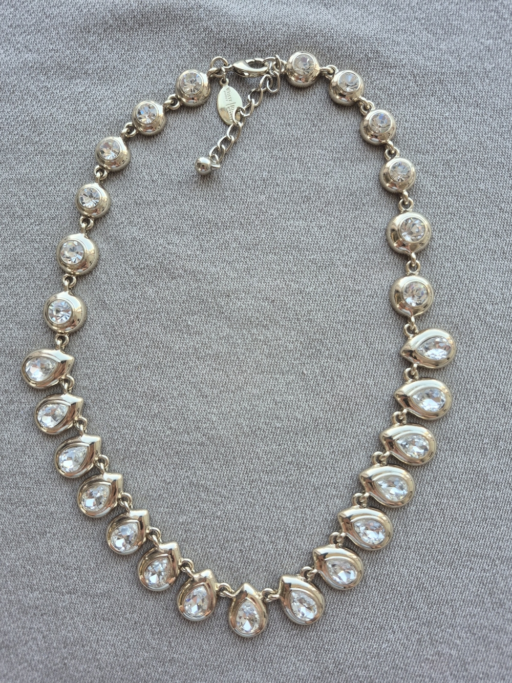 Gold-Tone Teardrop Crystal Necklace - Elegant Women’s Statement Jewelry
